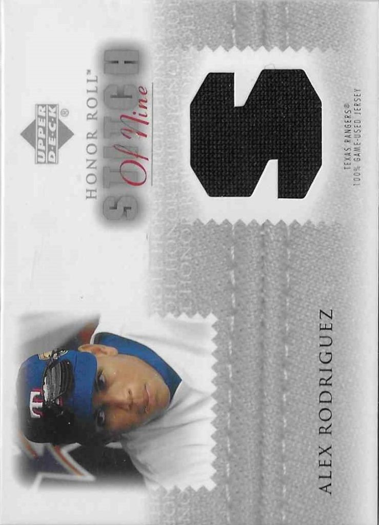 2002 Upper Deck Honor Roll Stitch Of Nine Game Jersey S9-AR2 Alex Rodriguez