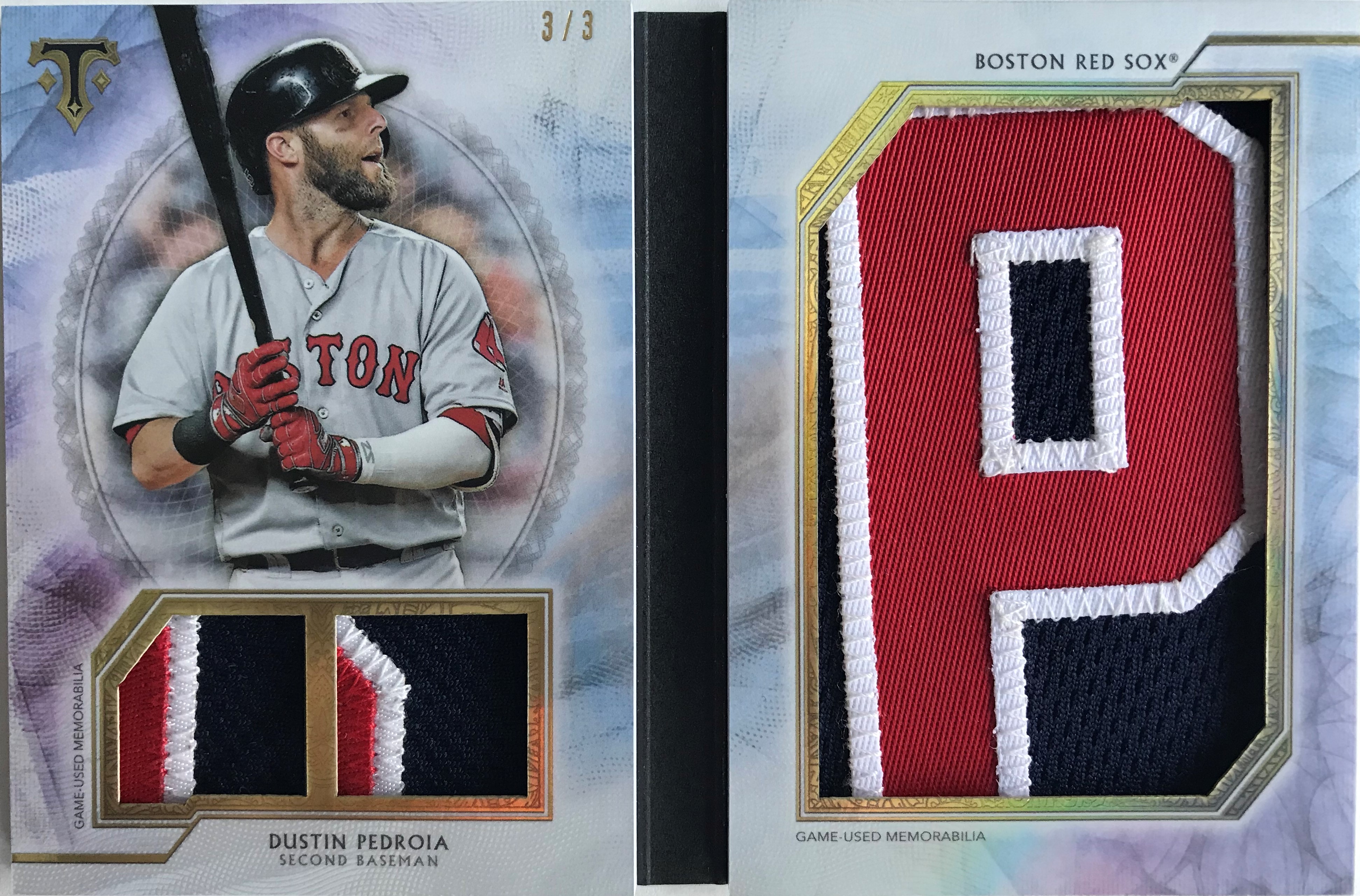 2018 Topps Triple Threads Jumbo Plus Relics Book JPR-DP Dustin Pedroia Horizontal