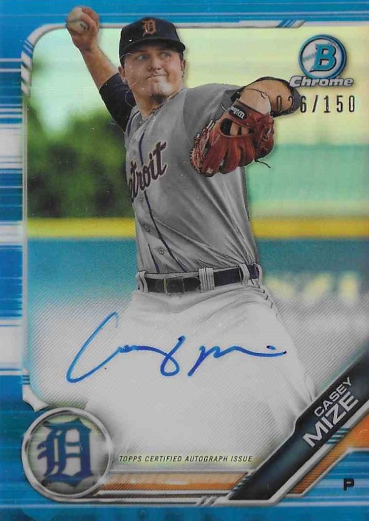 2019 Bowman Chrome Prospect Autographs CPA-CM Casey Mize Blue