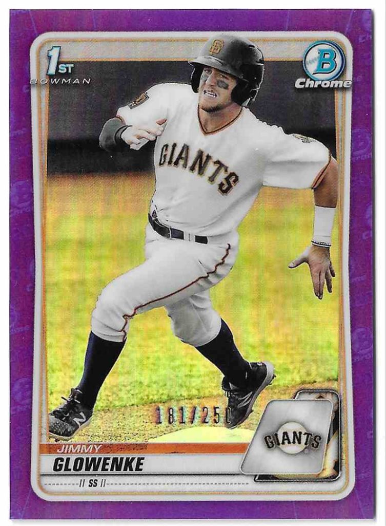 2020 Bowman Chrome Draft BD-35 Jimmy Glowenke Purple