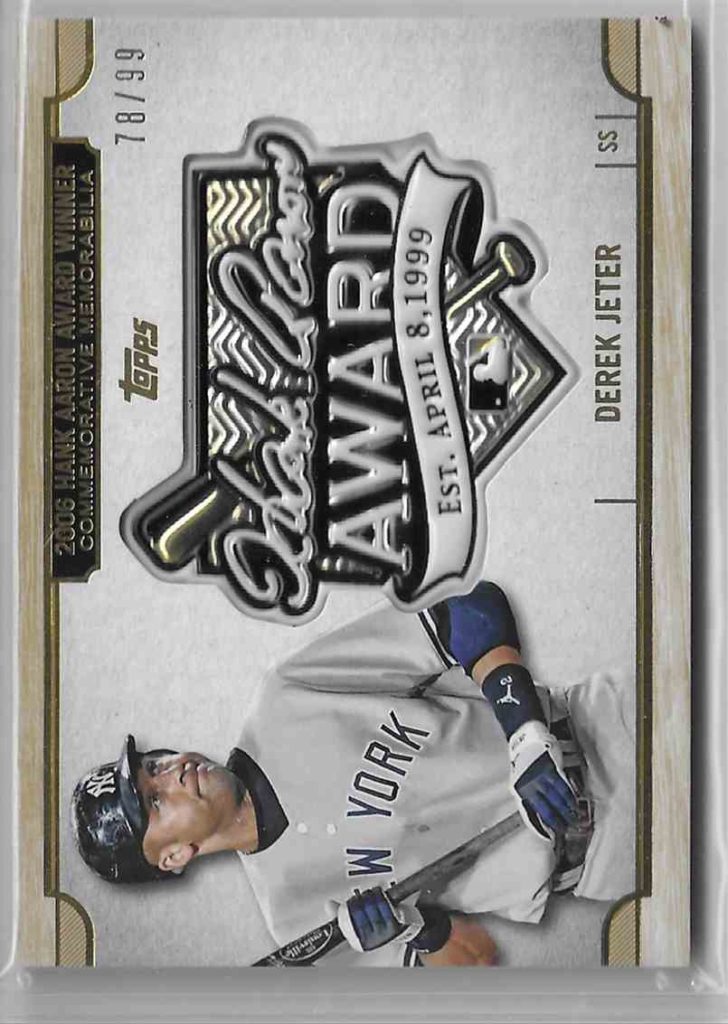 2017 Topps Update Hank Aaron Award Relic HA-DJT Derek Jeter Gold