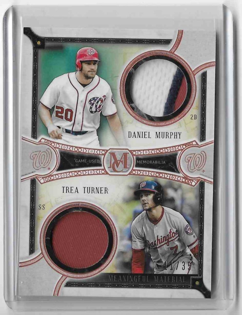 2018 Topps Museum Collection Dual Meaningful Material Relics DA-DT Daniel Murphy Trea Turner Copper