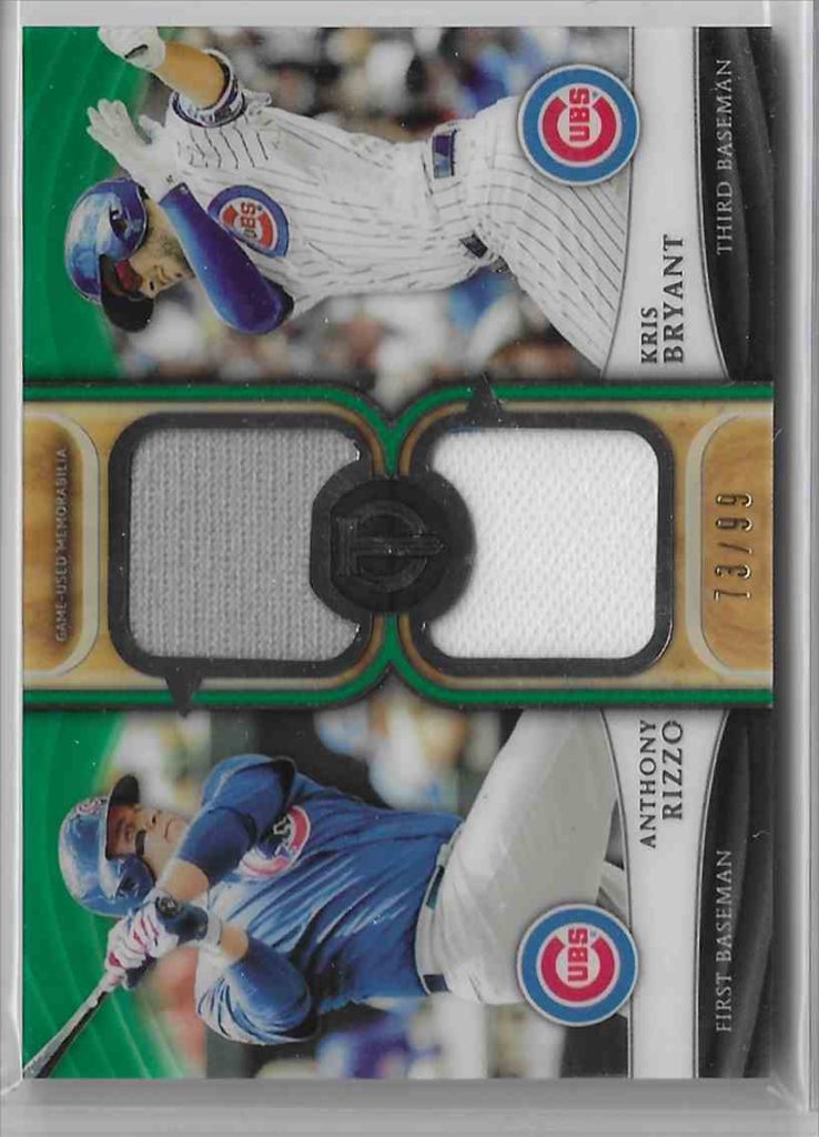 2018 Topps Tribute Dual Relic DR-RB Anthony Rizzo Kris Bryant Green