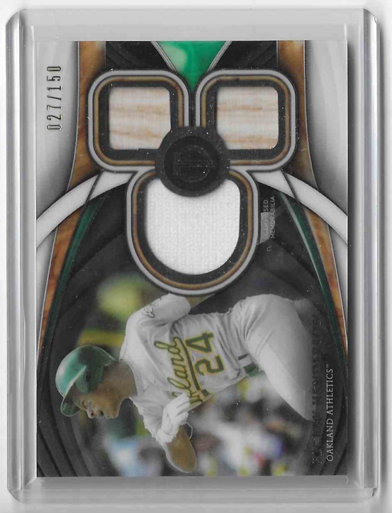 2018 Topps Tribute Triple Relic TTR-RHE Rickey Henderson