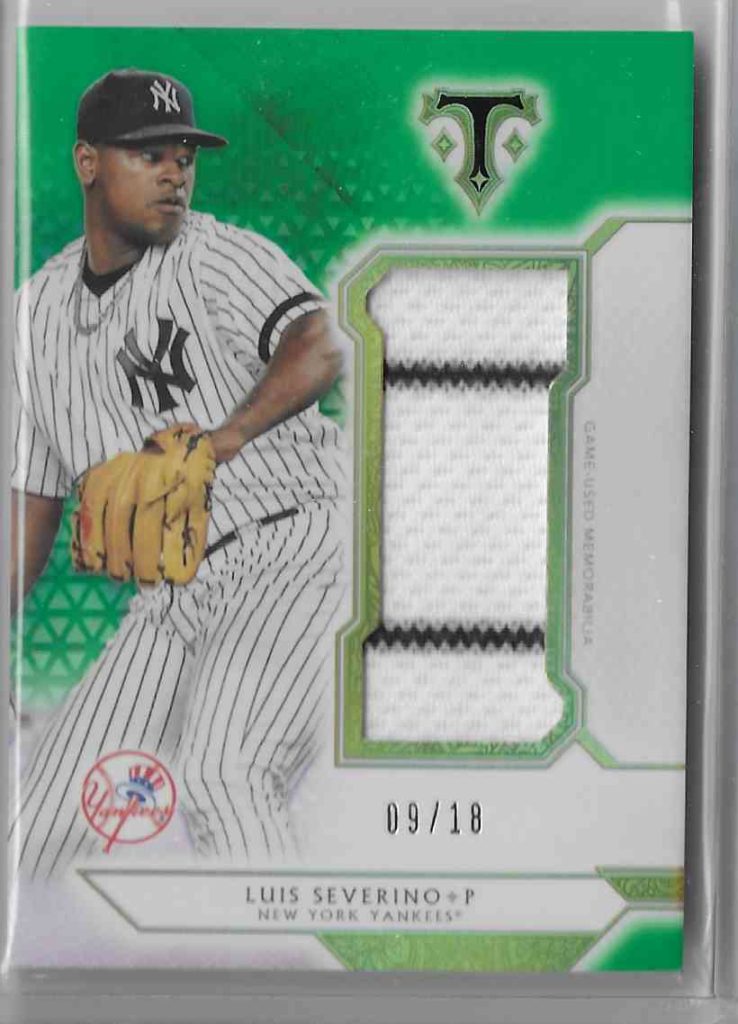 2018 Topps Triple Threads Single Jumbo Relic SJR-LS1 Luis Severino Emerald