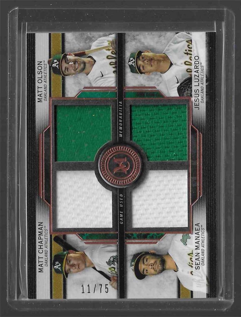 2020 Topps Museum Collection Primary Pieces Quad Relics FPR-COML Chapman Olson Manaea Luzardo Copper