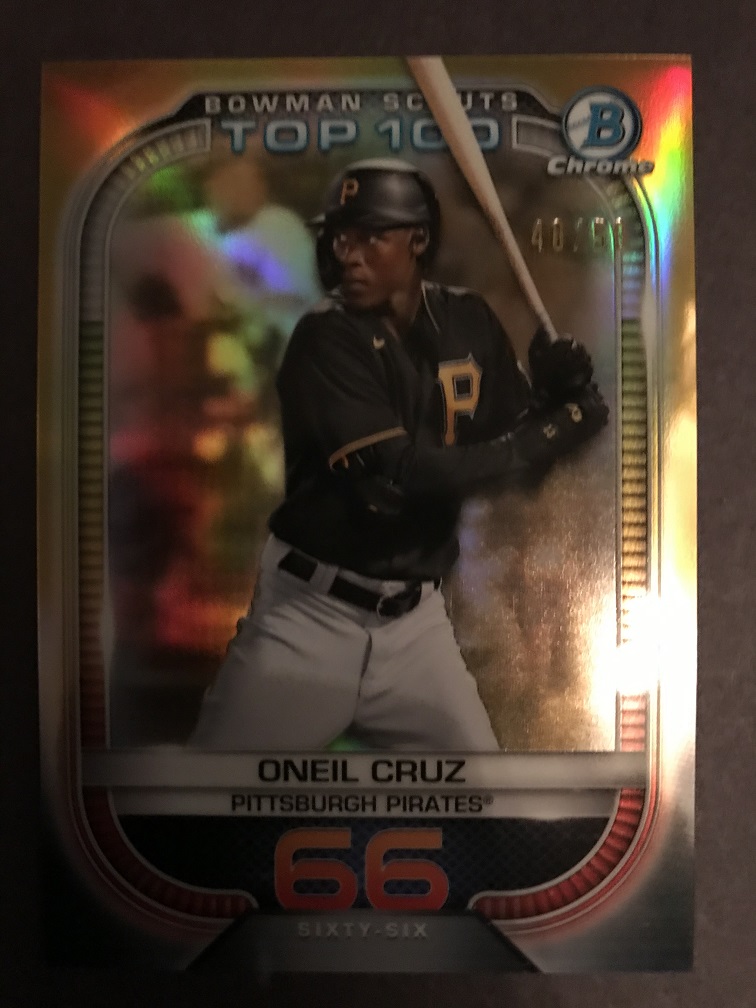 2021 Bowman Chrome Top 100 Oneil Cruz Gold