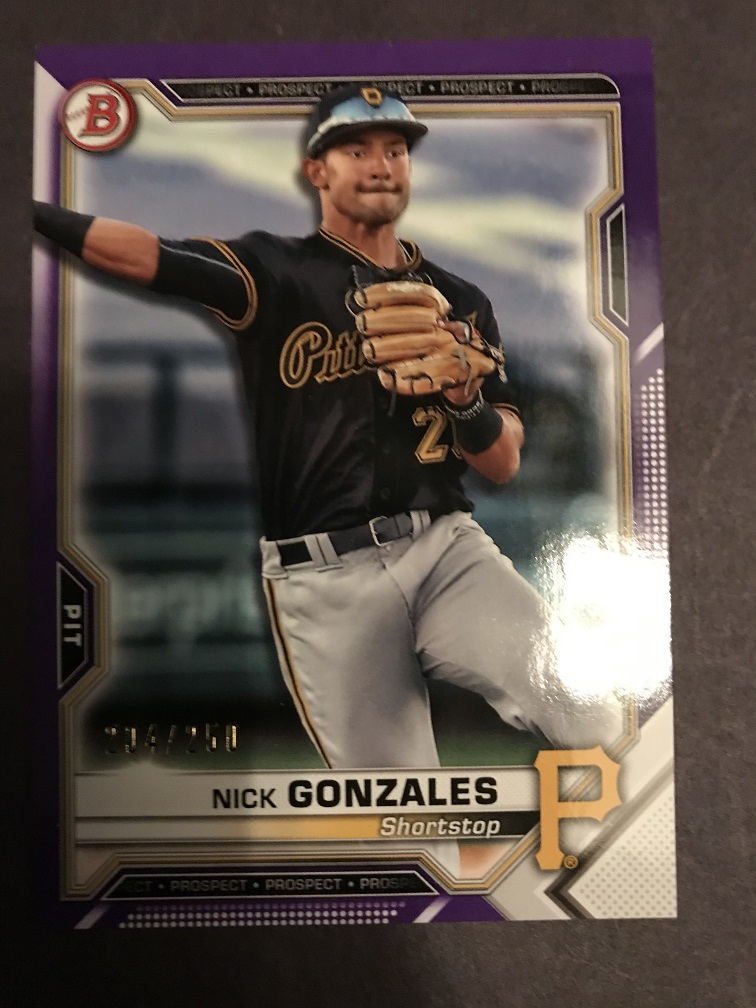 2021 Bowman Prospects Nick Gonzales Purple