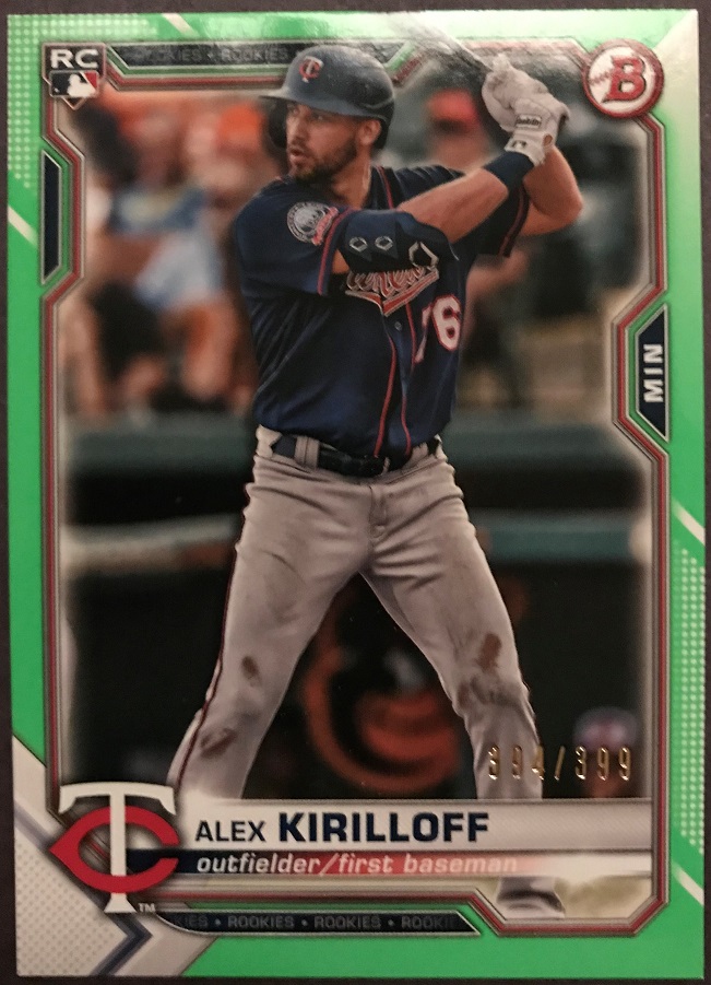 2021 Bowman Alex Kirilloff Neon Green RC