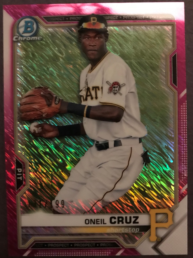 2021 Bowman Chrome Oneil Cruz Pink Shimmer