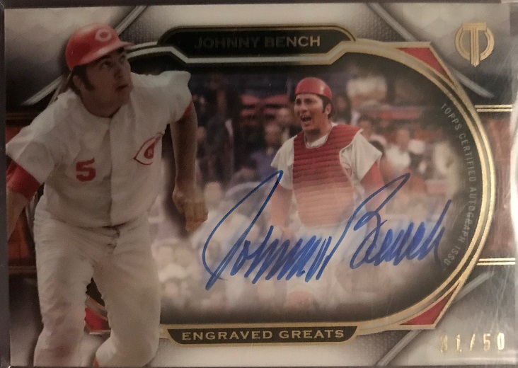 2021 Topps Tribute Johnny Bench Engraved Greats Auto