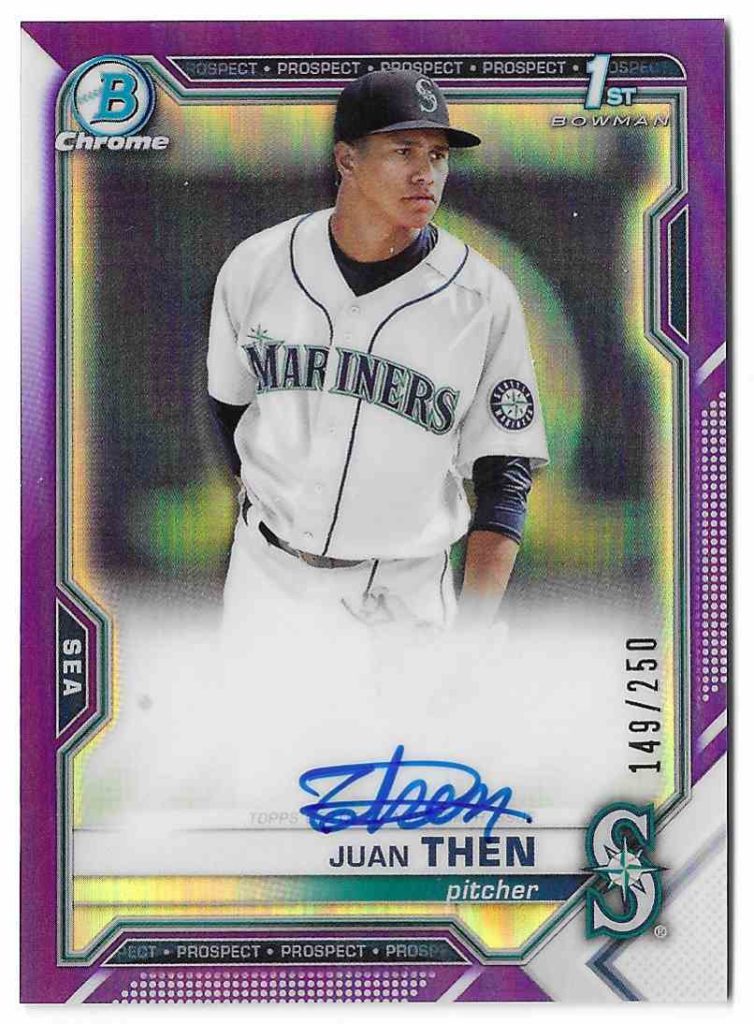 2021 Bowman Chrome Prospect Autograph CPA-JTH Juan Then Purple